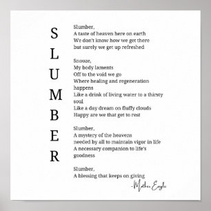 Slumber Slaap Droomtijd gedicht poster muurkunst