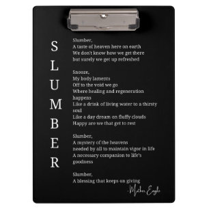 Slumber Slaap Droomtijd gedicht poster muurkunst Klembord