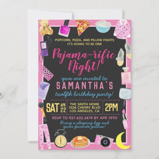 Slumber Sleepover Pajama-rific Invitation Kaart (Voorkant)