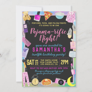 Slumber Sleepover Pajama-rific Invitation Kaart