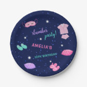 Slumber Sleepover Verjaardagsfeestje Roze Paarse Papieren Bordje (Voorkant)