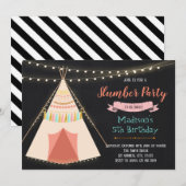 Slumber Tent verjaardagsfeestje uitnodiging (Voorkant / Achterkant)