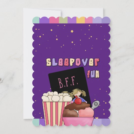 Slumber Verjaardagsfeest met Vrienden Uitnodiging (Achterkant)