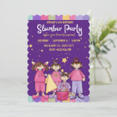 Slumber Verjaardagsfeest met Vrienden Uitnodiging (Staand voorkant)