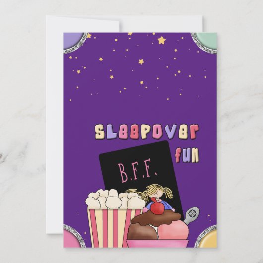 Slumber Verjaardagsfeest met Vrienden Uitnodiging (Achterkant)