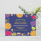 Slumber Verjaardagsfeest Platte Uitnodiging (Staand voorkant)