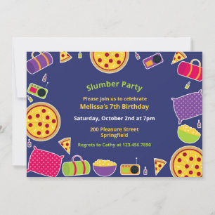 Slumber Verjaardagsfeest Platte Uitnodiging