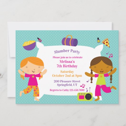 Slumber Verjaardagsfeest Platte Uitnodiging (Voorkant)