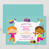 Slumber Verjaardagsfeest Platte Uitnodiging (Voorkant / Achterkant)