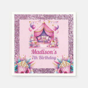 Slumber Verjaardagsfeestje Custom Roze Paarse glit Servet