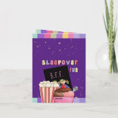 Slumber verjaardagsfeestje gevouwen uitnodiging (Achterkant)