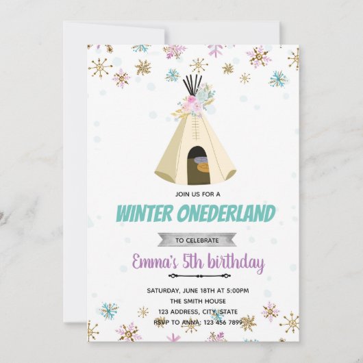 Slumber winter onederland-uitnodiging kaart (Voorkant)