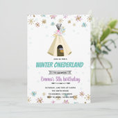 Slumber winter onederland-uitnodiging kaart (Staand voorkant)