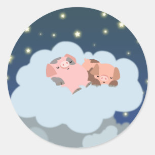 Slumberende Biggen cartoon sticker