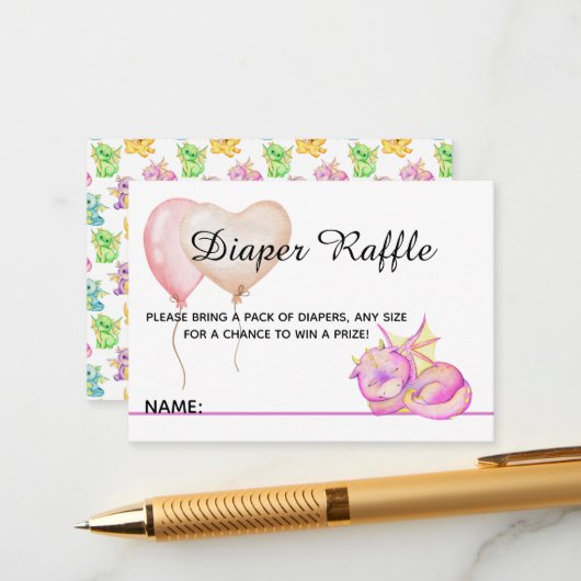 Slumbering Dragon Dreams - Baby shower Behuizing Informatiekaartje (Voorkant / Achterkant in situ)