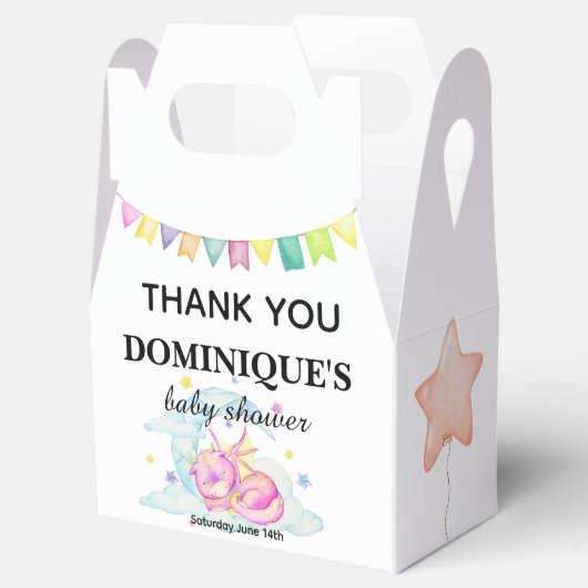 Slumbering Dragon Dreams - Baby shower Favor Box Bedankdoosjes (Geopend)