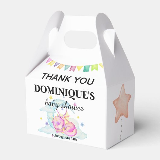 Slumbering Dragon Dreams - Baby shower Favor Box Bedankdoosjes (Voorkant Zijde)