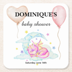 Slumbering Dragon Dreams - Baby shower Kartonnen Onderzetters