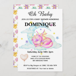Slumbering Dragon Dreams - Baby shower Uitnodiging