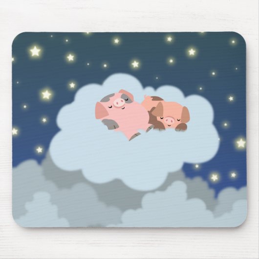 Slumbering Piglets cartoon mousepad Muismat (Voorkant)