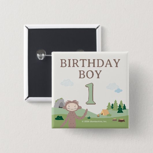 Slumberkins Bigfoot Birthday Boy Vierkante Button 5,1 Cm (Voorkant /achterkant)