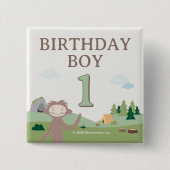 Slumberkins Bigfoot Birthday Boy Vierkante Button 5,1 Cm (Voorkant)