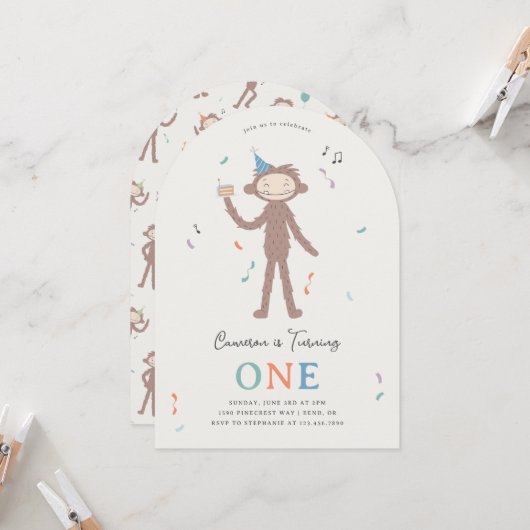 Slumberkins Bigfoot First Birthday Kaart (Voorkant / Achterkant in situ)