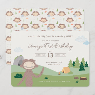 Slumberkins Bigfoot Woodland First Birthday Kaart