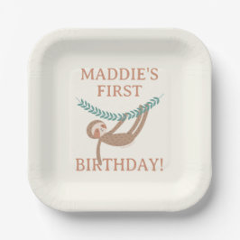 Slumberkins Sloth Birthday Papieren Bordje