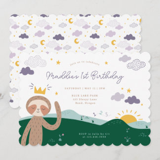 Slumberkins Sloth Birthday Party Kaart