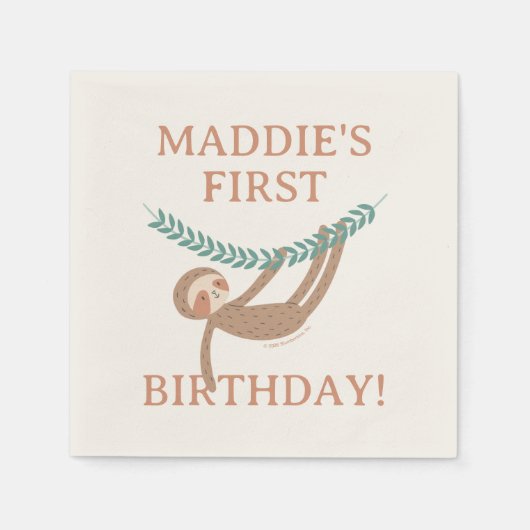 Slumberkins Sloth Birthday Servet (Voorkant)