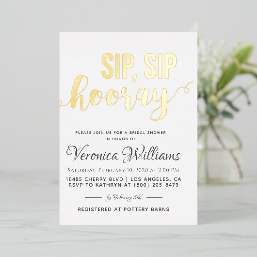 Slurk Slurk Hoera Bruiloft Feest Folie Uitnodiging (Staand Voorkant)