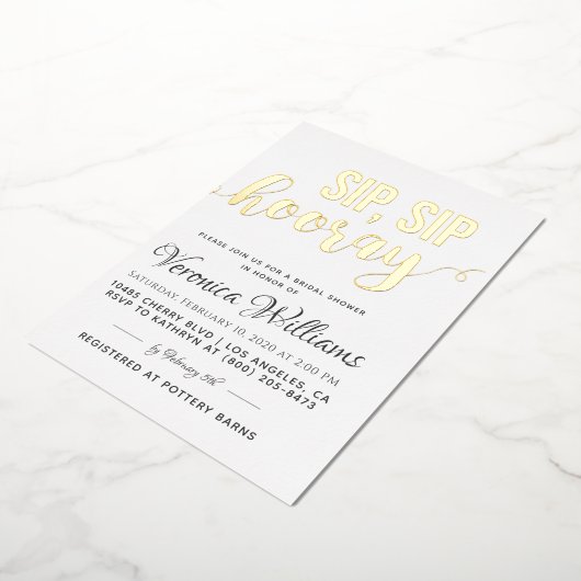 Slurk Slurk Hoera Bruiloft Feest Folie Uitnodiging (Gedraaid)