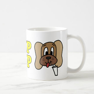 Slurp & Derp logo (3), geel op witte mok