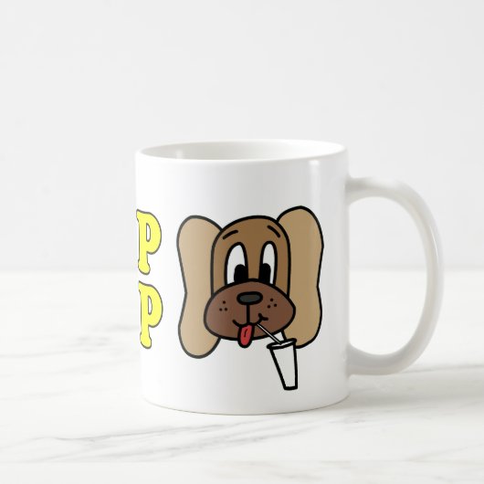 Slurp & Derp logo (3), geel op witte mok (Rechts)