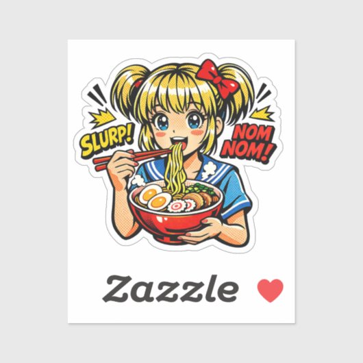 Slurp Nom Anime Girl Ramen Noodles Sticker (Vel)