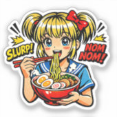 Slurp Nom Anime Girl Ramen Noodles Sticker (Voorkant)