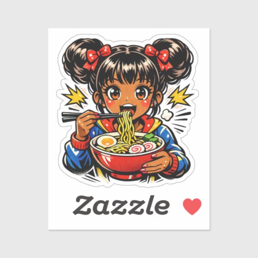 Slurp Nom Anime Meisje Ramen Noedels Sticker (Vel)