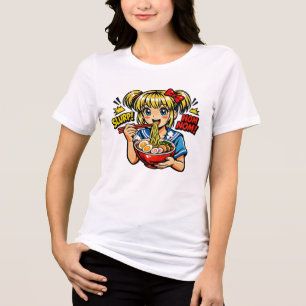 Slurp Nom Anime Meisje Ramen Noedels Tri-Blend Shirt