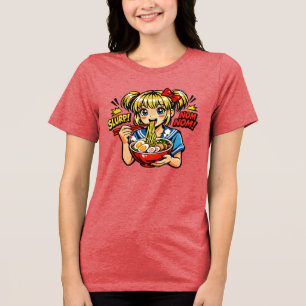 Slurp Nom Anime Meisje Ramen Noedels Tri-Blend Shirt