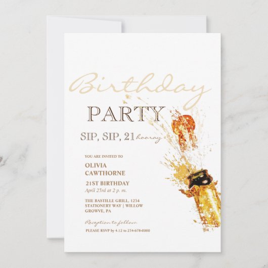  Slurp, slurp! | Champagnetje 21ste Verjaardagsfee Kaart (Voorkant)