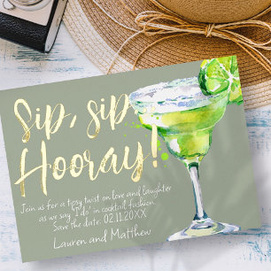 Slurp, Slurp Hoera! Grappige Cocktail Save-the-Dat Folie Uitnodiging