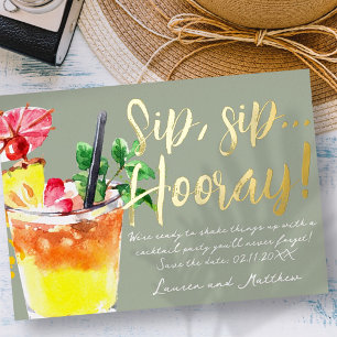 Slurp, Slurp Hoera! Leuke Cocktail Save-the-Date Folie Uitnodiging