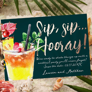Slurp, Slurp Hoera! Leuke Cocktail Save-the-Date Folie Uitnodiging