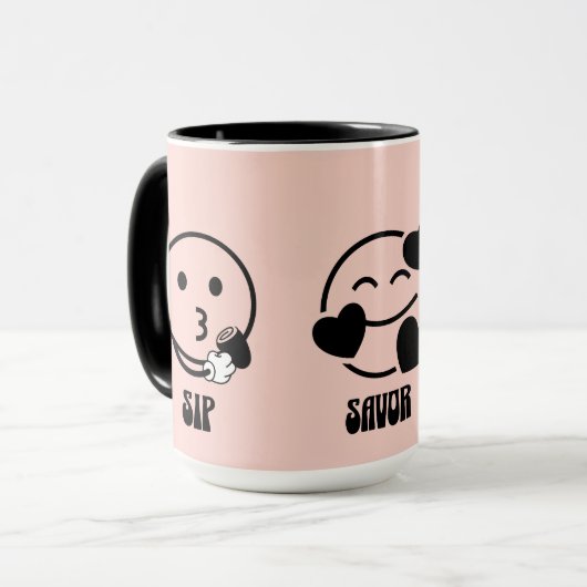 "Slurpen, Genieten, Glimlachen" Mok (Voorkant links)