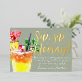Slurpen, Slurpen Hoera! Leuke Cocktail Save the Da Folie Uitnodiging (Staand Voorkant)
