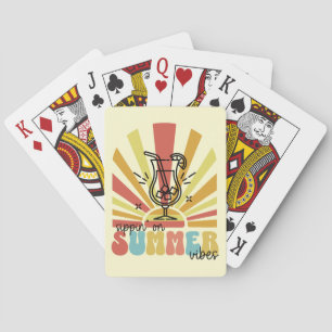 Slurpend Aan Zomer Stemmingen, Retro Zon, Cocktail Pokerkaarten
