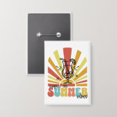 Slurpend aan zomerstemming, Retro zon, Cocktailgla Button (Voorkant / Achterkant)
