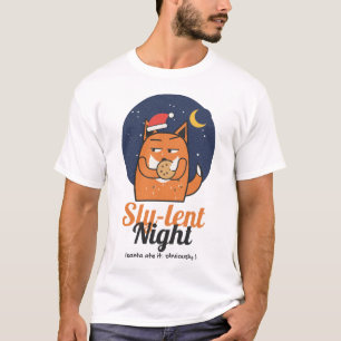 Sluw-stille Nacht Vos die Santa's Koekje Steelt T-shirt