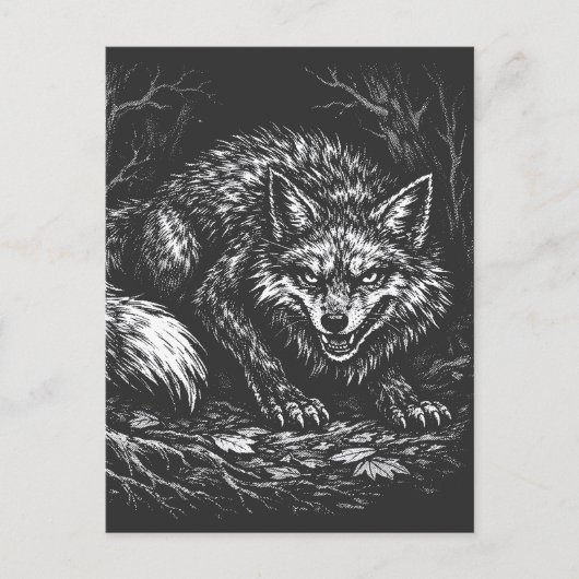 Sluwe Bosvos — door BurnsInHell Briefkaart (Voorkant)